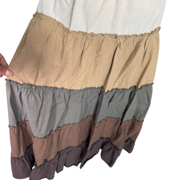 Tiered Cottagecore Prairie Skirt | Boho Maxi Earth Tones | Small NWOT - Picture 6 of 9